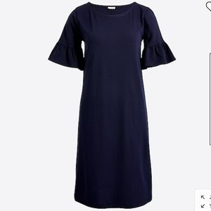 J Crew Dress Ruffle Sleeve Dress Navy Blue Nautical size Small Boho Comfy